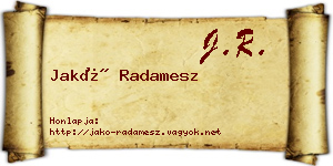 Jakó Radamesz névjegykártya